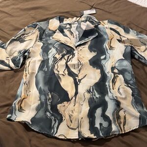 Elegant Abstract Women's Button Down Shirt